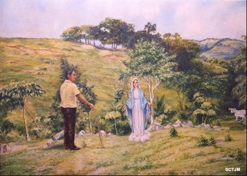 pintura de la aparicin de la Virgen a Bernardo